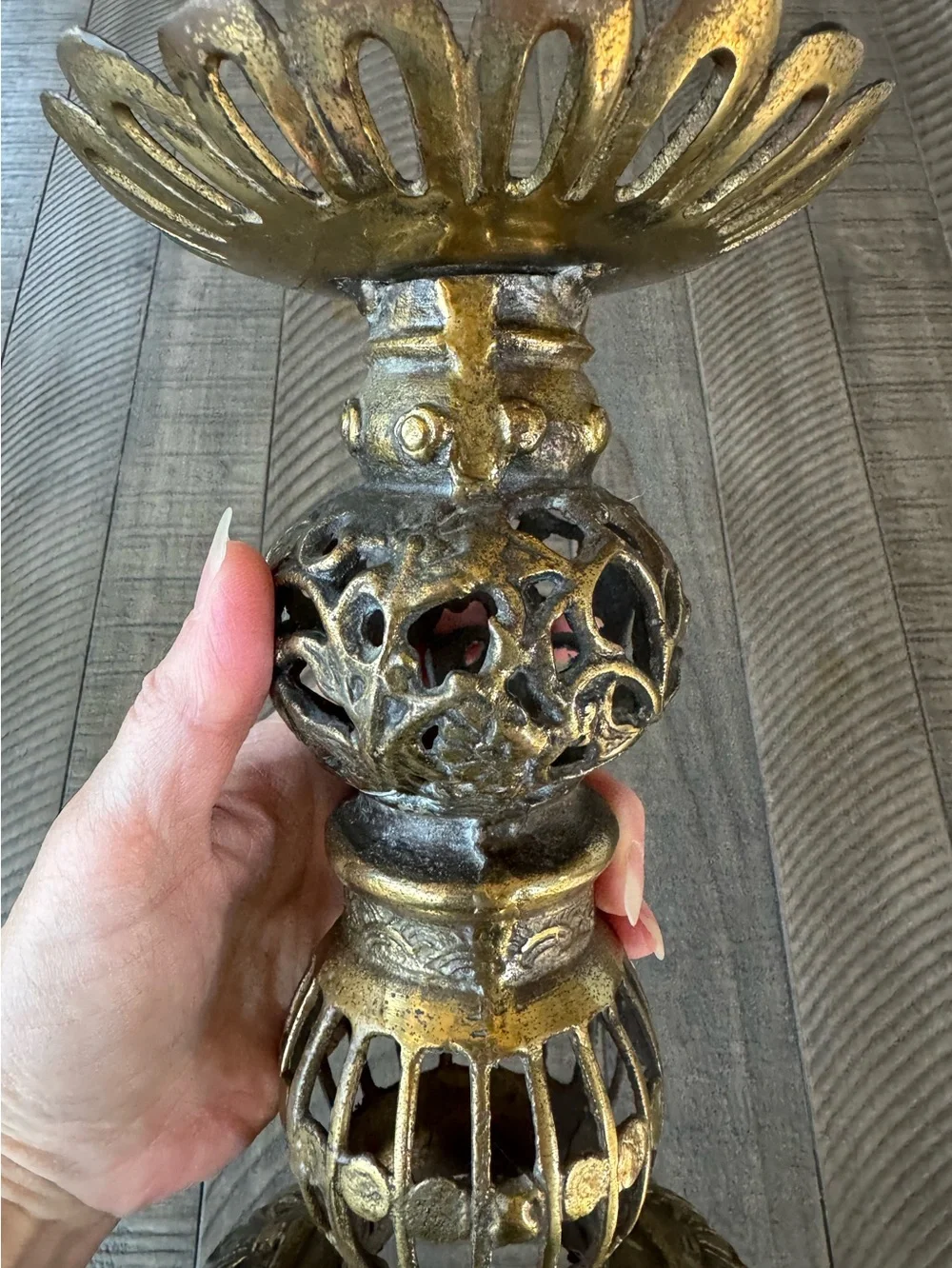 Vintage Brass Single Ornate Candle Holder